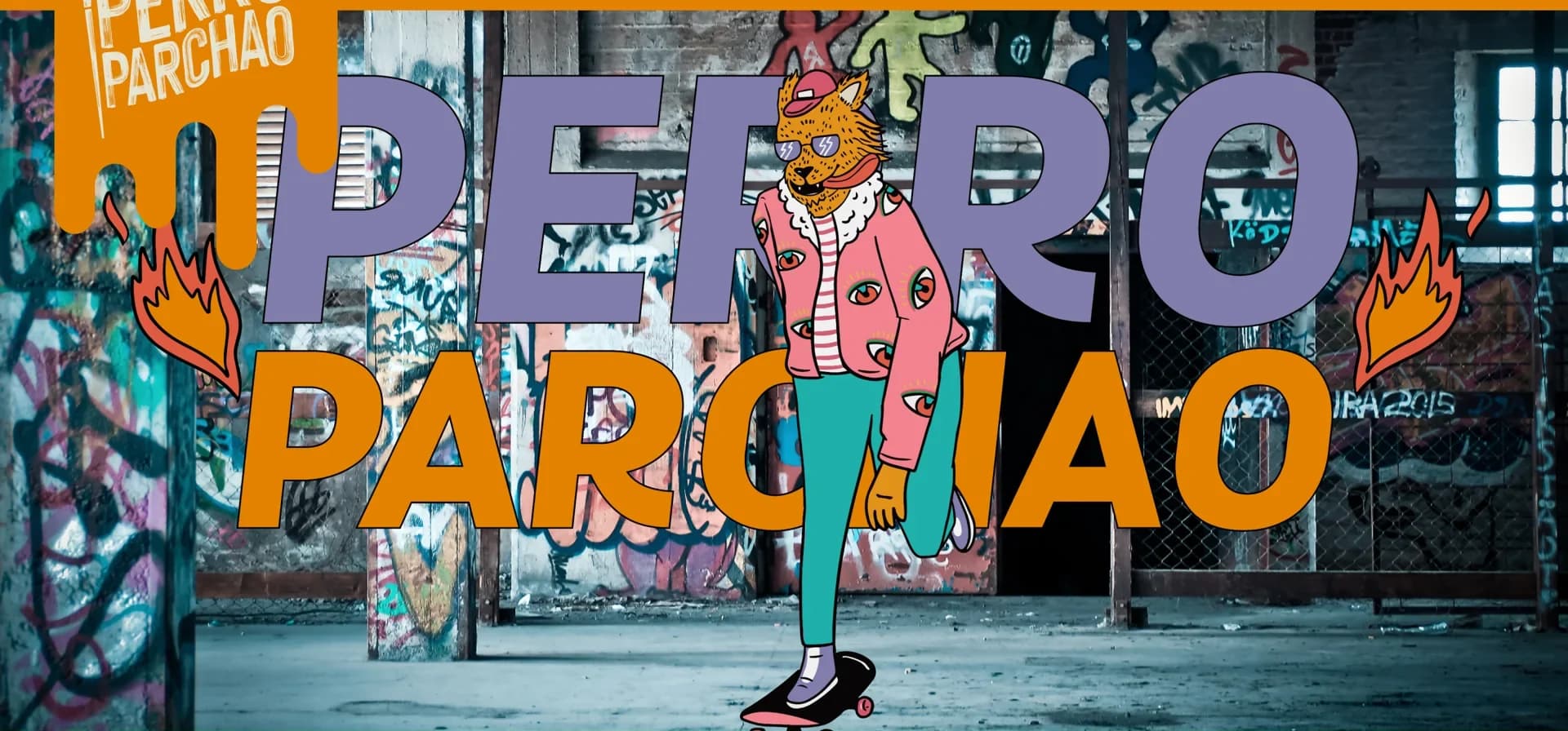 Perro Parchao — arte urbano pintado a mano